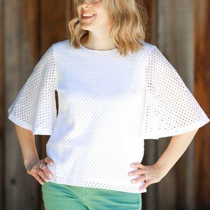 Banana Republic geo lace top white